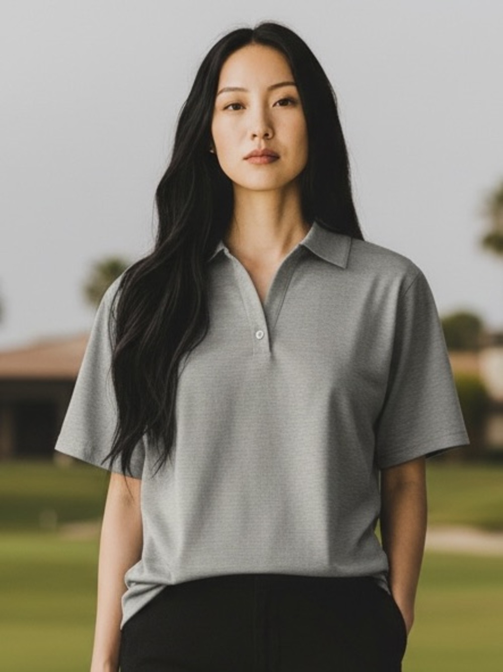 Pebble Beach Gray Polo Top